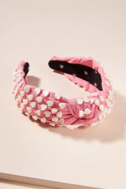 Lele Sadoughi Heart Studded Linen Headband at Anthropologie