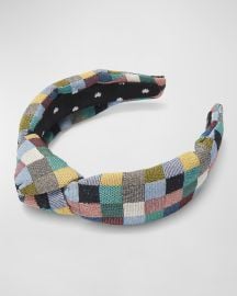 Lele Sadoughi Multicolor Checkered Knotted Headband at Neiman Marcus