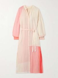 Lemlem Makeda belted color block cotton blend maxi shirt dress at Net a Porter