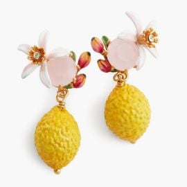 Lemon Flower and Faceted Glass Post Earrings Les Nrides at Les Nrides