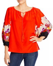 Lenae Silk Peasant Blouse at Bloomingdales