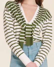 Leni Striped Tie Sweater at Veronica Beard