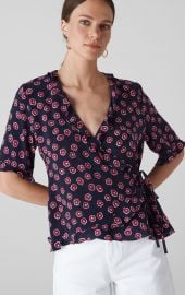 Lenno Print Frill Wrap Top by Whistles at Whistles