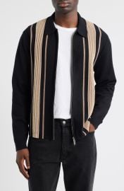Lennox Stripe Cotton & Cashmere Zip-Up Shirt at Nordstrom