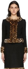 Leopard Boucl Jacket in Black at ssense
