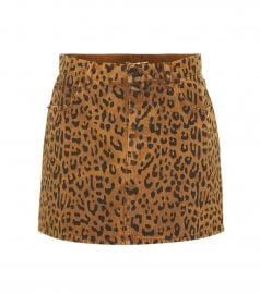 Leopard Denim Miniskirt by Saint Laurent at Mytheresa