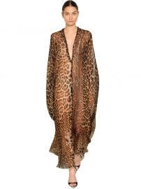 Leopard Georgette Caftan Dress by Saint Laurent at Luisaviaroma