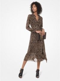 Leopard Georgette Wrap Dress at Michael Kors