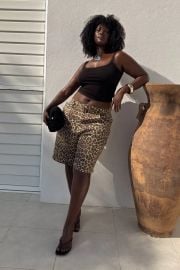 Leopard Lucia Scallop Pocket Long Shorts at Never Fully Dressed