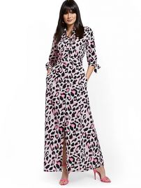 Leopard-Print Belted Maxi Shirtdress by New York  Company at NY&C