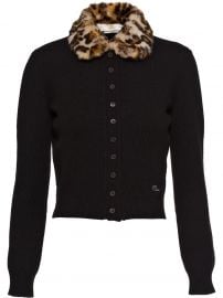 Leopard-Print Collar Cashmere Cardigan by Miu Miu at Farfetch