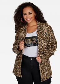 Leopard Print Denim Jacket at Ashley Stewart