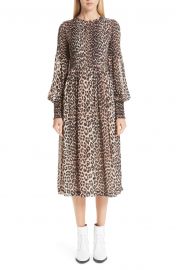 Leopard Print Georgette Midi Dress by Ganni at Nordstrom