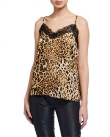 Leopard Print Lace-Trim Cami Top at Last Call