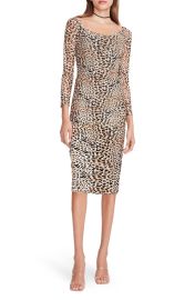 Leopard Print Mesh Midi Dress at Nordstrom Rack