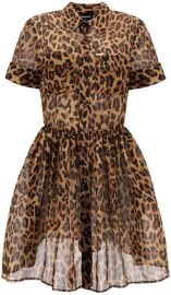 Leopard Print Mini Shirt Dress by Dsquared2 at Cettire