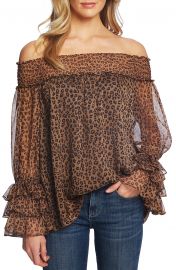 Leopard Print Off the Shoulder Ruffle Blouse by Cece at Nordstrom