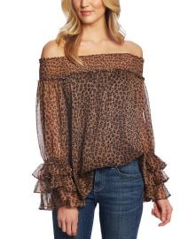 Leopard Print Off the Shoulder Ruffle Blouse by Cece at Macys