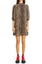 Leopard Print Puff Sleeve Georgette Minidress at Nordstrom