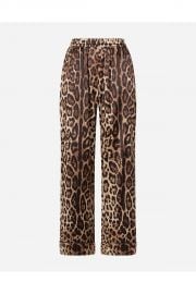 Leopard-Print Satin Pajama Pants at Orchard Mile