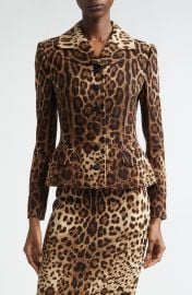 Leopard Print Single Breasted Wool Crepe Jacket at Nordstrom