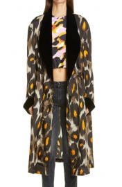 Leopard Print Velvet Trim Robe Jacket by R13 at Nordstrom