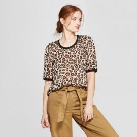 Leopard Print Woven Short Sleeve T-Shirt by A New Day at Target at Target