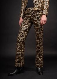 Leopard Sequin Bell Bottom Flared Trousers dash at Phix