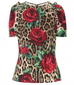 Leopard and floral-printed top by Dolce & Gabbana at Mytheresa