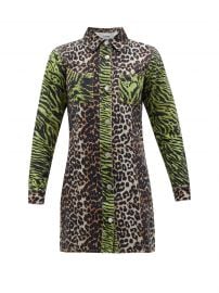 Leopard and zebra-print cotton-denim shirtdress at Matches