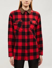 Leopard-collar tartan cotton-flannel shirt at Selfridges