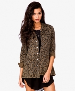 Leopard print cargo jacket at Forever 21