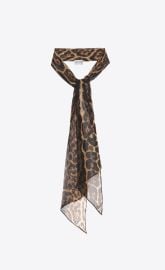 Leopard-print lavallire scarf in silk muslin Saint Laurent YSLcom at Saint Laurent