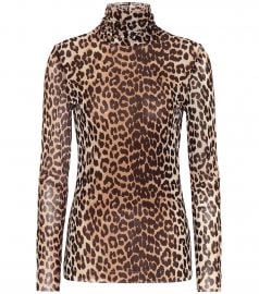 Leopard-print mesh top at Mytheresa