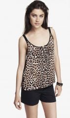 Leopard print zip front cami at Express