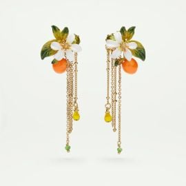 Les N r ides Orange Blossom and Chains Clip On Earrings at Les Nereides