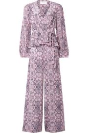 Les R  veries - Ruffled snake-print silk crepe de chine wrap-effect jumpsuit at Net A Porter