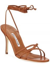 Leva Metallic Strappy Ankle-Wrap Sandals by Manolo Blahnik at Bergdorf Goodman