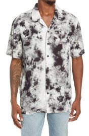 Levey White Crystal Short Sleeve Button-Up Camp Shirt at Nordstrom