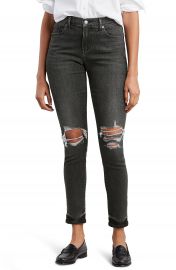 Levi  x27 s   Ripped Curvy Skinny Jeans  Washed Black Denim    Nordstrom at Nordstrom