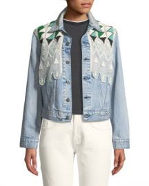 Levi  x27 s Made  amp  Crafted Boyfriend Denim Trucker Jacket w  Embroidery at Neiman Marcus