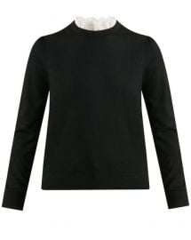 Levina Eyelet Trim Sweater by Veronica Beard at Veronica Beard