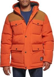 Levis Arctic Cloth Heavyweight Parka in Orange Worker Brown Yoke at Amazon