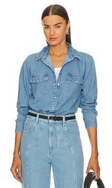 Levis Iconic Western Button Down Shirt In Old 517 Blue 2 at Revolve