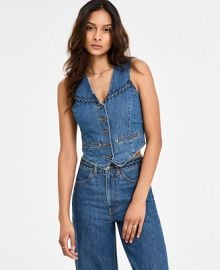 Levis Premium Womens Braided-Trim Button-Front Denim Vest - Macys at Macys