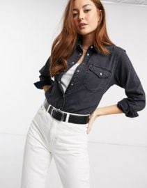 Levis essential western denim shirt in black at ASOS