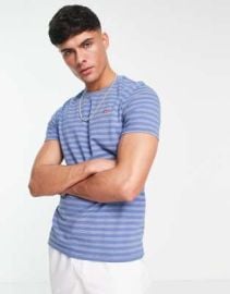 Levis t-shirt in navy stripe with small batwing logo at ASOS