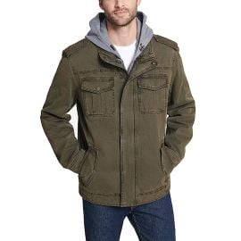 Levix27s Levix27s Menx27s Washed Cotton Hooded Military Jacket com at Zappos