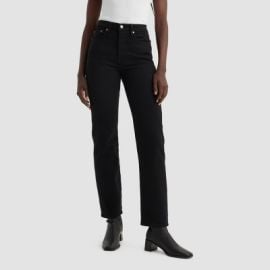 Levix27s Womenx27s High-Rise Wedgie Straight Cropped Jeans - Soft Black 24 Heavyweight Denim Stretch 28quot Inseam Target at Target