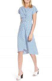 Lewit Ruched Check Midi Dress at Nordstrom